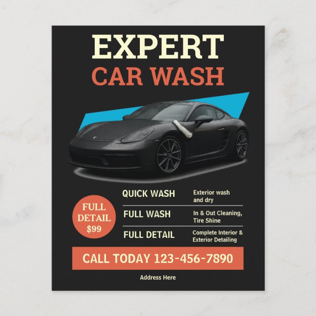Flyer Serviço de Detalhamento Automotivo Preto Laranja M (Frente)