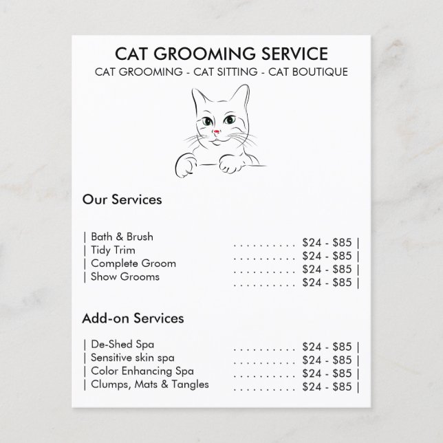 Flyer Serviço de embelezamento de gatos moderno (Frente)