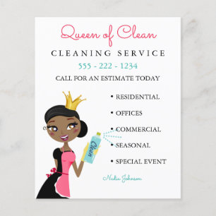 Flyer Serviço de Empregada de Limpeza Personagem Étnico 