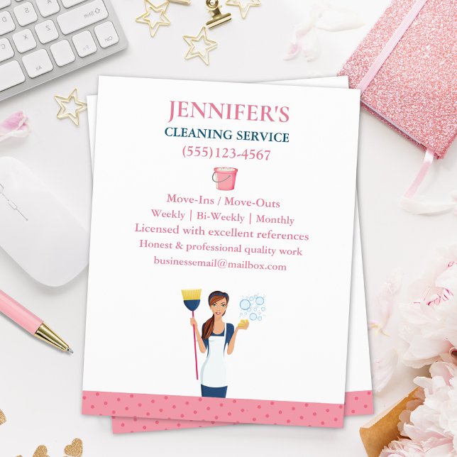 Flyer Serviço de Limpeza da Casa Maid bolinhas (Criador carregado)