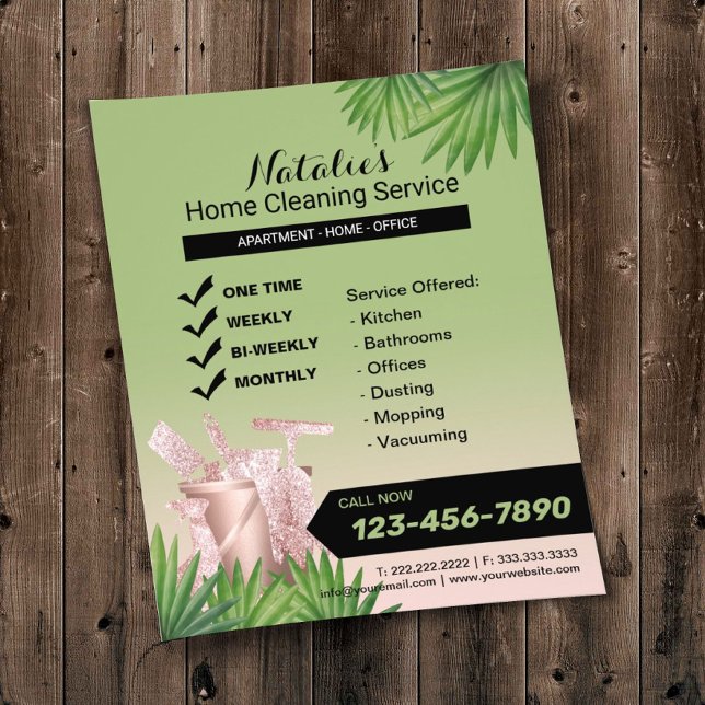 Flyer Serviço de Limpeza da Casa Verde (Criador carregado)