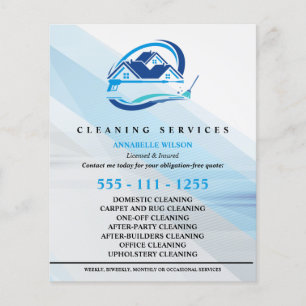 Flyer Serviço de Limpeza de Casa Azul Moderna Serviço de