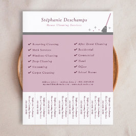 Flyer Serviço de Limpeza de Casa Folhas de Rasgos