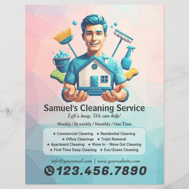 Flyer Serviço de Limpeza de Casa Moderna Serviço de Limp (Frente)