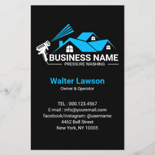 Flyer Serviço de Limpeza de Casas Azul Preto a Alta Pres