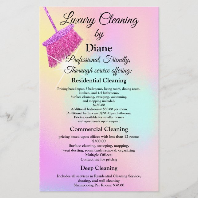 Flyer Serviço de Limpeza Escritório Mantendo o Maid Rosa (Frente)