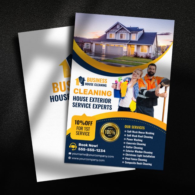 Flyer Serviço de Limpeza Externa BlueOrange House Washin (Criador carregado)