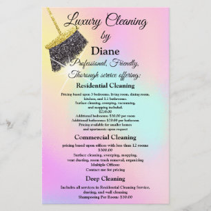 Flyer Serviço de Limpeza, Serviço de Manutenção Dourada