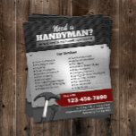 Flyer Serviço de manutenção de mão - metal<br><div class="desc">Folhetos Metálicos do Serviço de Manutenção de Retenção Profissional de Handyman.</div>