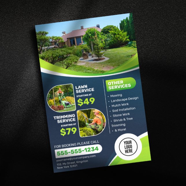 Flyer Serviço de Paisagismo e Corte de Grama Blue Lawn C (Criador carregado)