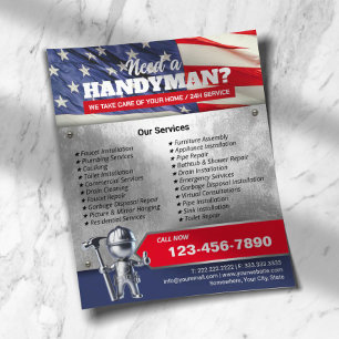 Flyer Serviço de Reparação de Handyman Patriótico 3D - T