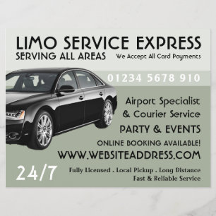Flyer Serviço de Táxi Limo com Propaganda de Lista de Pr