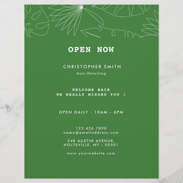 Flyer Serviço detalhado automático tropical (Frente)