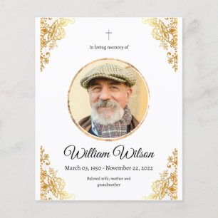 Flyer Serviço Memorial de Obituário Minimalista Dourado