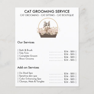 Flyer serviço mínimo de embelezamento de gatos