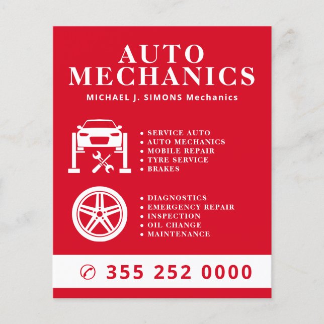 Flyer Serviço móvel de mecânico profissional de reparo d (Frente)