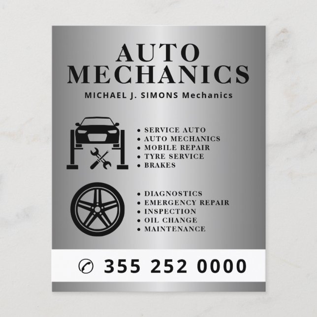 Flyer Serviço móvel de mecânico profissional de reparo d (Frente)