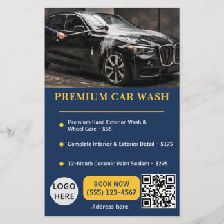 Flyer Serviço Profissional de Lavagem de Carros Navy Gol