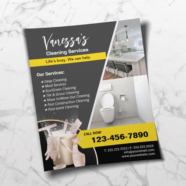 Flyer Serviço profissional de limpeza de residências Dou (Criador carregado)