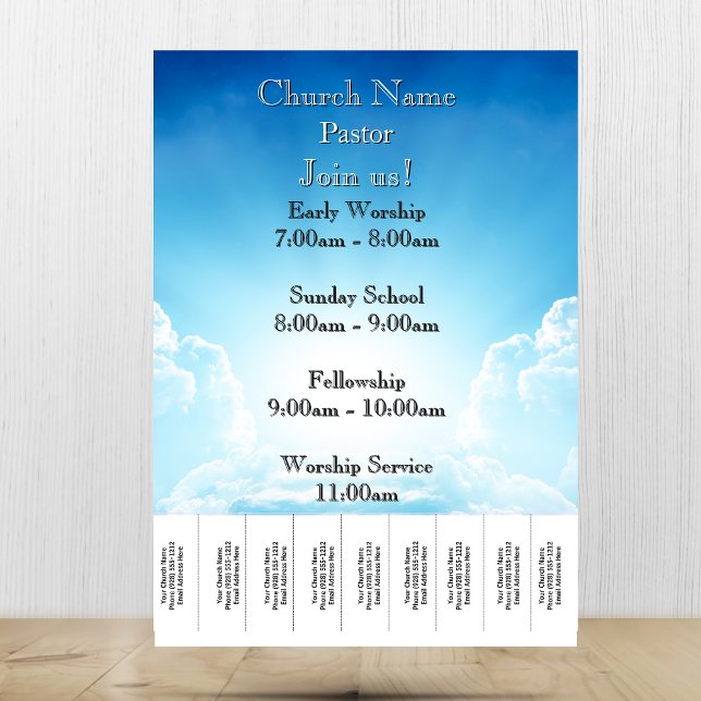 Flyer Serviços da Igreja de Escadas do Céu Azul (Blue Sky Stairs Church Services Flyer)