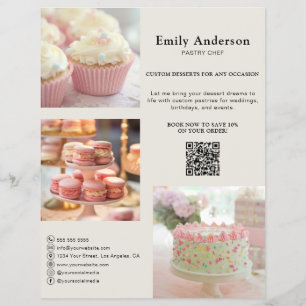 Flyer Serviços de Confeiteiro Padaria Foto QR