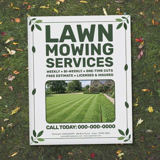Flyer Serviços de Corte de Folhas e Gramados (Leaf & Lawn Mowing Services Flyer)