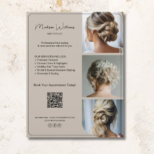 Flyer Serviços de Estilista de Cabelo de Salão 3 Fotos Q