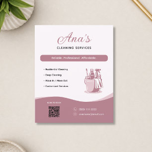 Flyer Serviços de Limpeza Faxina Rose Código QR