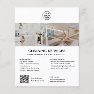 Flyer Serviços de Limpeza Logotipo Personalizado QR Bran