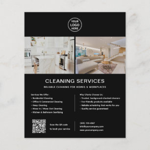 Flyer Serviços de Limpeza Logotipo Personalizado QR Pret