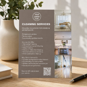 Flyer Serviços de Limpeza Moderno Logotipo em Taupe Foto