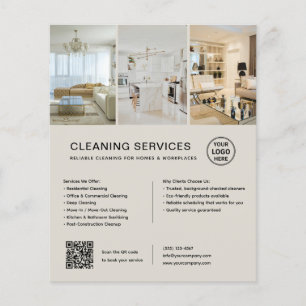 Flyer Serviços de Limpeza Modernos QR Negócios