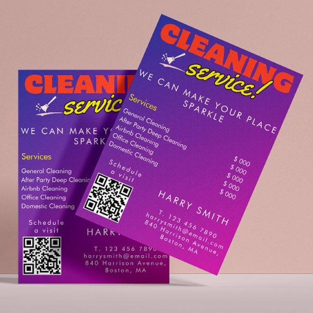Flyer Serviços de Limpeza Preço da Empregada Doméstica p (Cleaning Services Maid Price Scan To Connect Flyer)