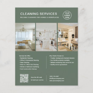 Flyer Serviços de Limpeza Verde Salgueiro Moderno QR Emp