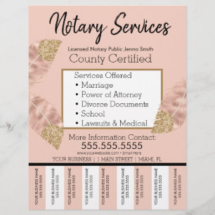 Flyer Serviços de Notário Pink Gold Business Tear Off Ro