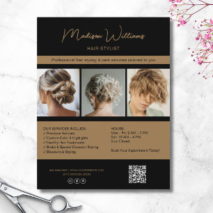 Flyer Serviços de Stylist de Cabelo de Salão Moderno QR 