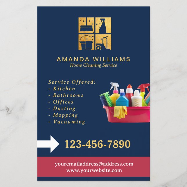 Flyer Serviços Dourados de limpeza de casas (Frente)