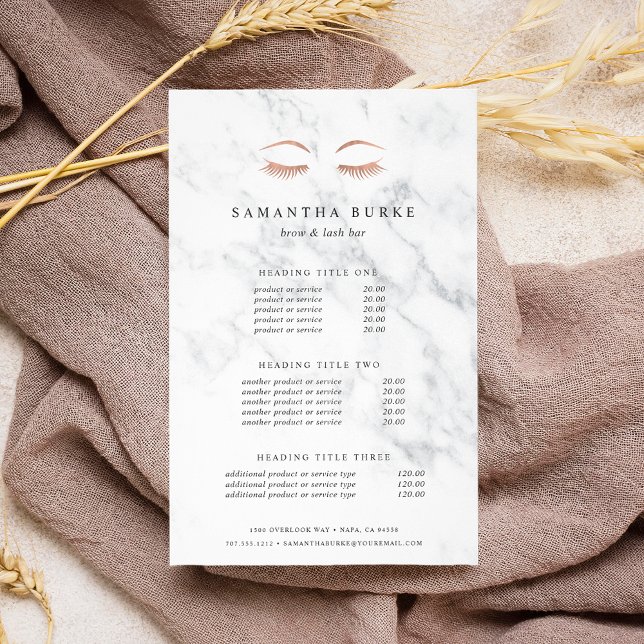 Flyer Serviços e preços Dourados do Rosa Marble (Criador carregado)