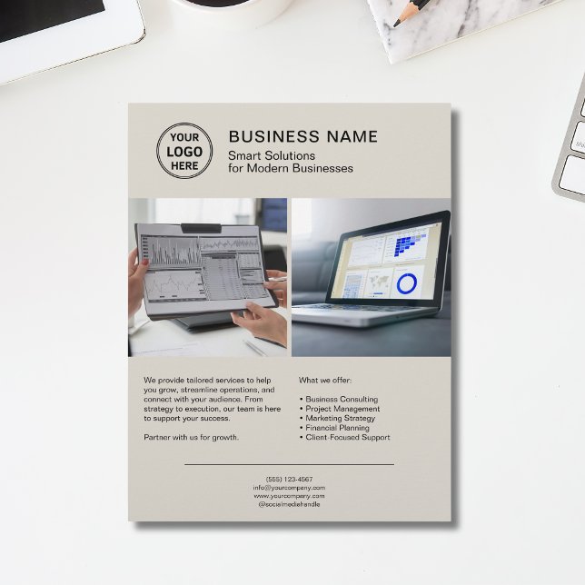 Flyer Serviços Empresariais Profissionais de Foto com Lo (Modern Logo Photo Professional Services Business Flyer)