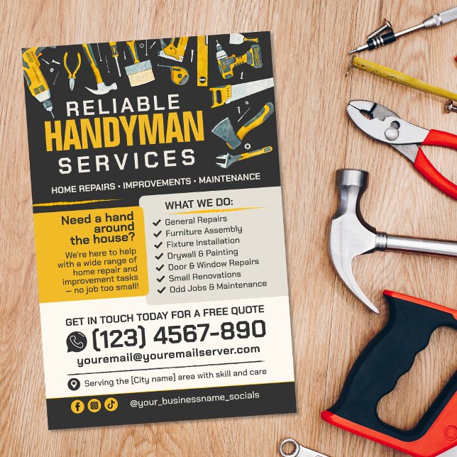 Flyer Serviços para o Handyman - Reparo e Manutenção Dom (Criador carregado)