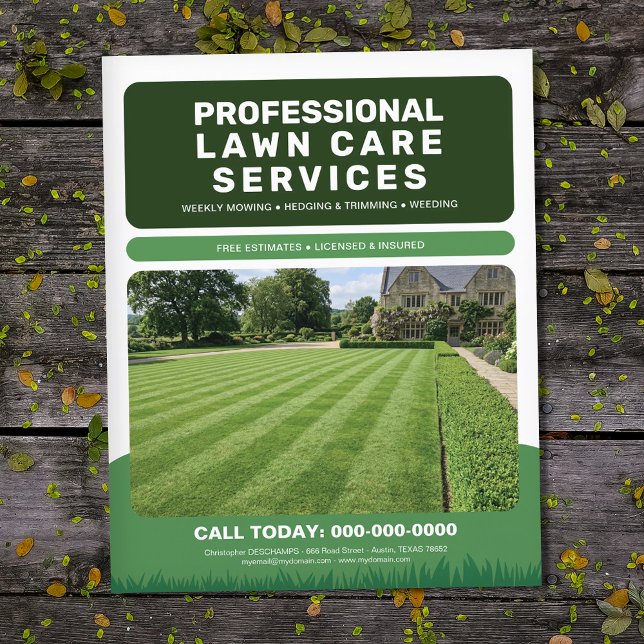 Flyer Serviços Profissionais de Manutenção de Jardins (Professional Lawn Care Services Flyer)