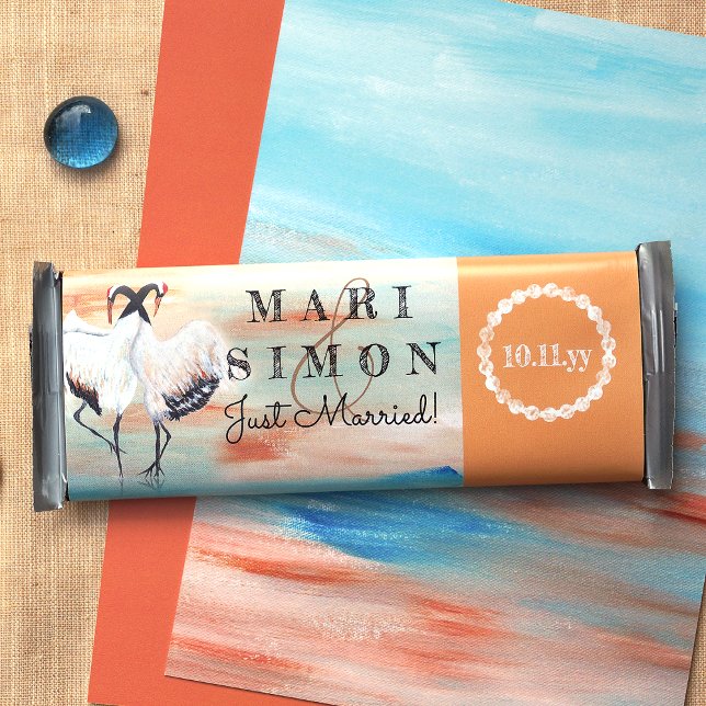 Flyer Siena Beige Asian Crane Wedding Candy Bar Wrapper (personalized wedding candy bars sienna beige clay terracotta wedding personalized candy wrappers)