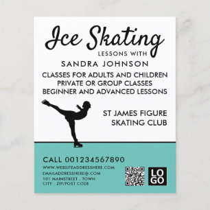 Flyer Silhueta Ice Skater, Anúncio De Lição De Ice