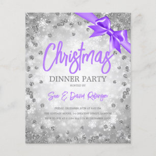 Flyer Silver Diamonds Glitter Christmas Purple Invite