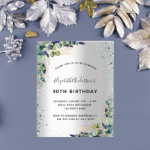 Silver eucaliptus buget convite de aniversário