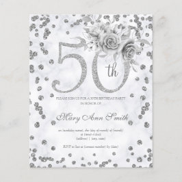 Flyer Silver Floral 50º Aniversário Conite Marble