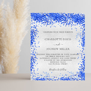 Flyer Silver royal blue budget wedding invitation