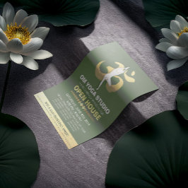 Flyer Símbolo de Dose e OM de Meditação Open House do YO