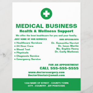 Flyer Símbolo de primeiros socorros, médico, enfermeir