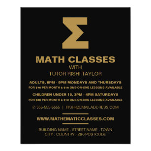 Flyer Símbolo de Sigma Matemático, Anúncio de Classes de
